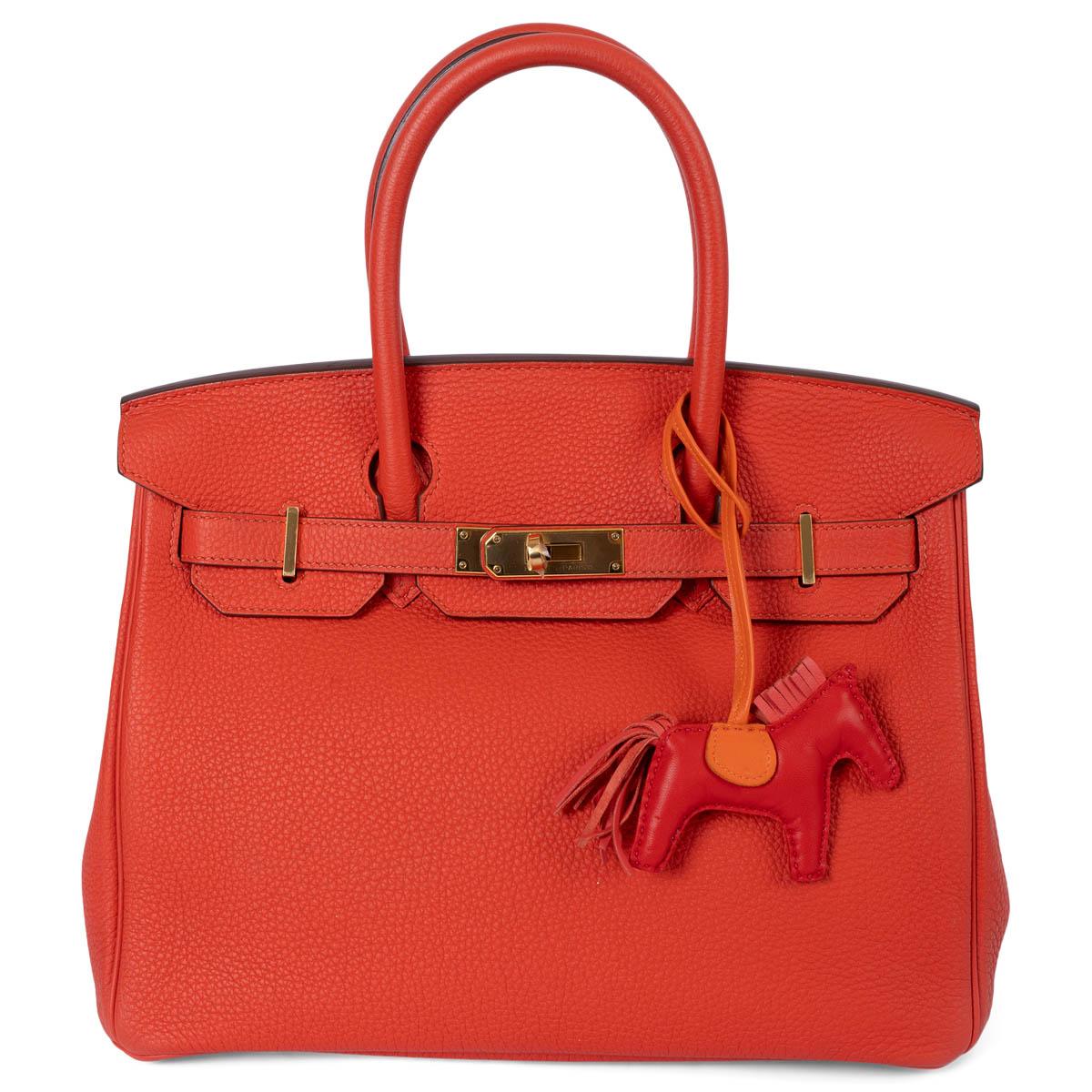 Women's HERMES red Milo leather RODEO PM Bag Charm Indien Jaipur Feu For Sale