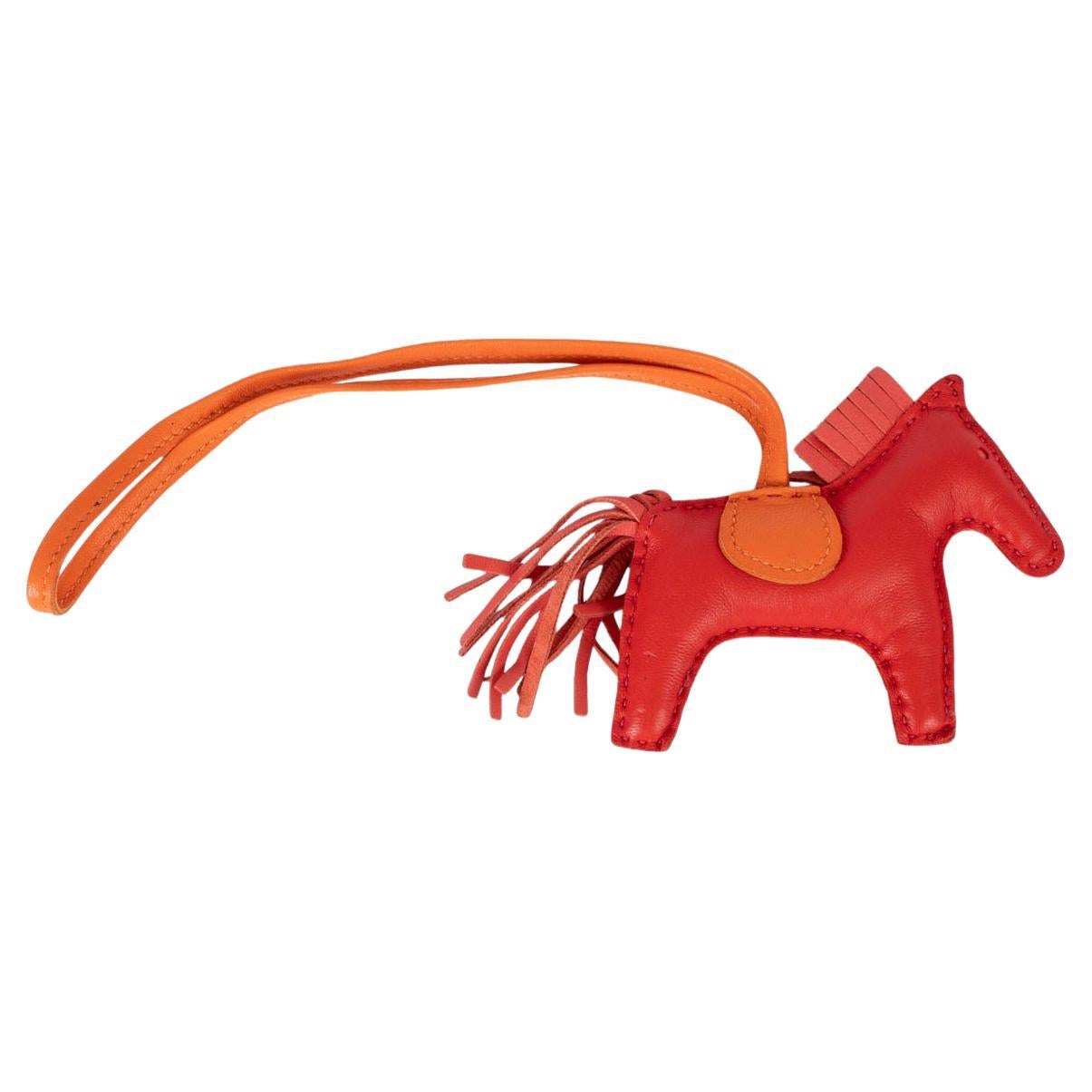 HERMES red Milo leather RODEO PM Bag Charm Indien Jaipur Feu For Sale