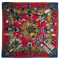 Hermès Red Moutard Kachinas Silk Scarf