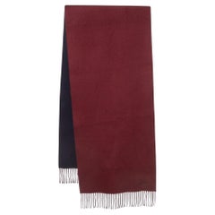 Hermès Rot/Marineblau Kaschmir-Schal mit Fransen