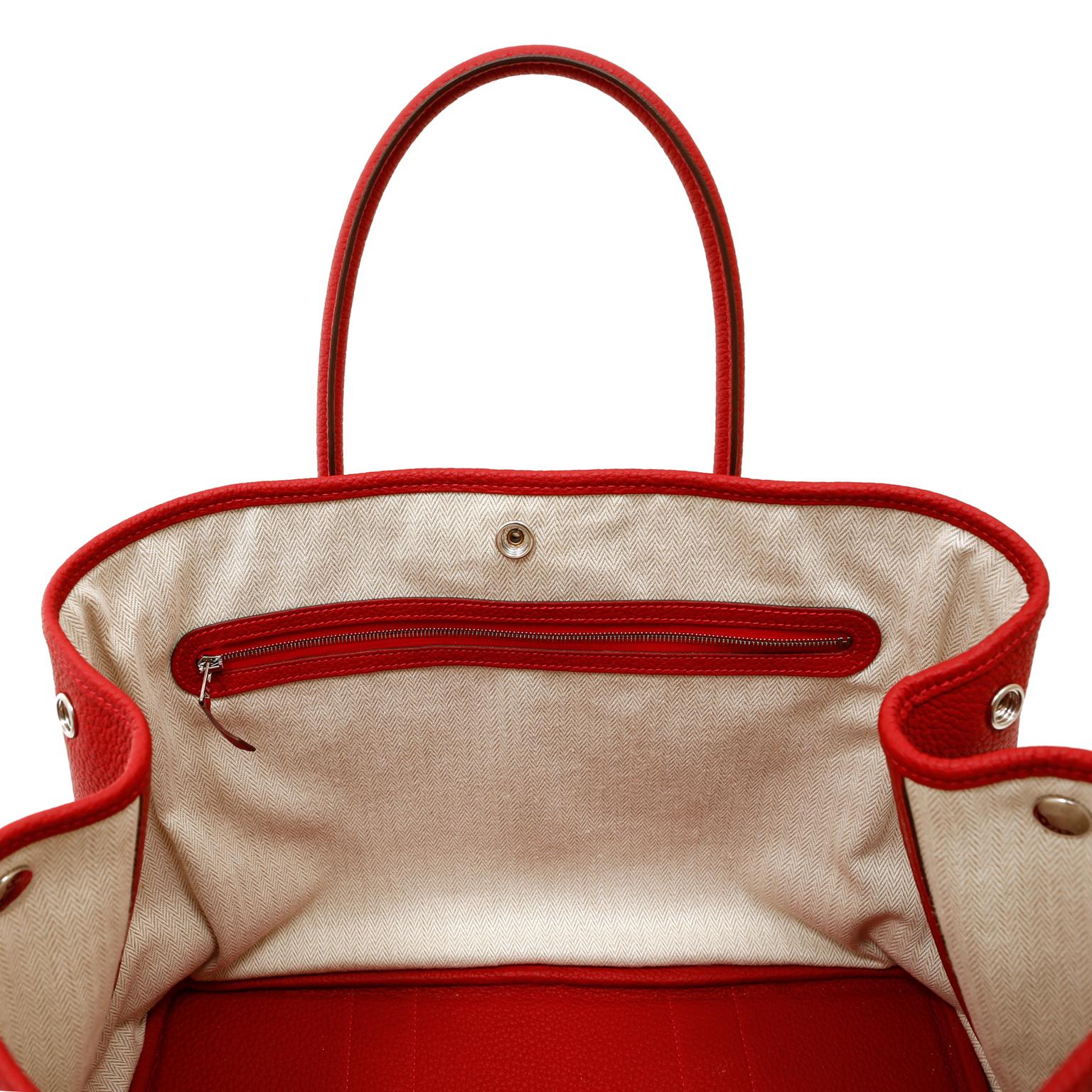 Hermès Red Negonda Leather Garden Party GM Tote at 1stDibs