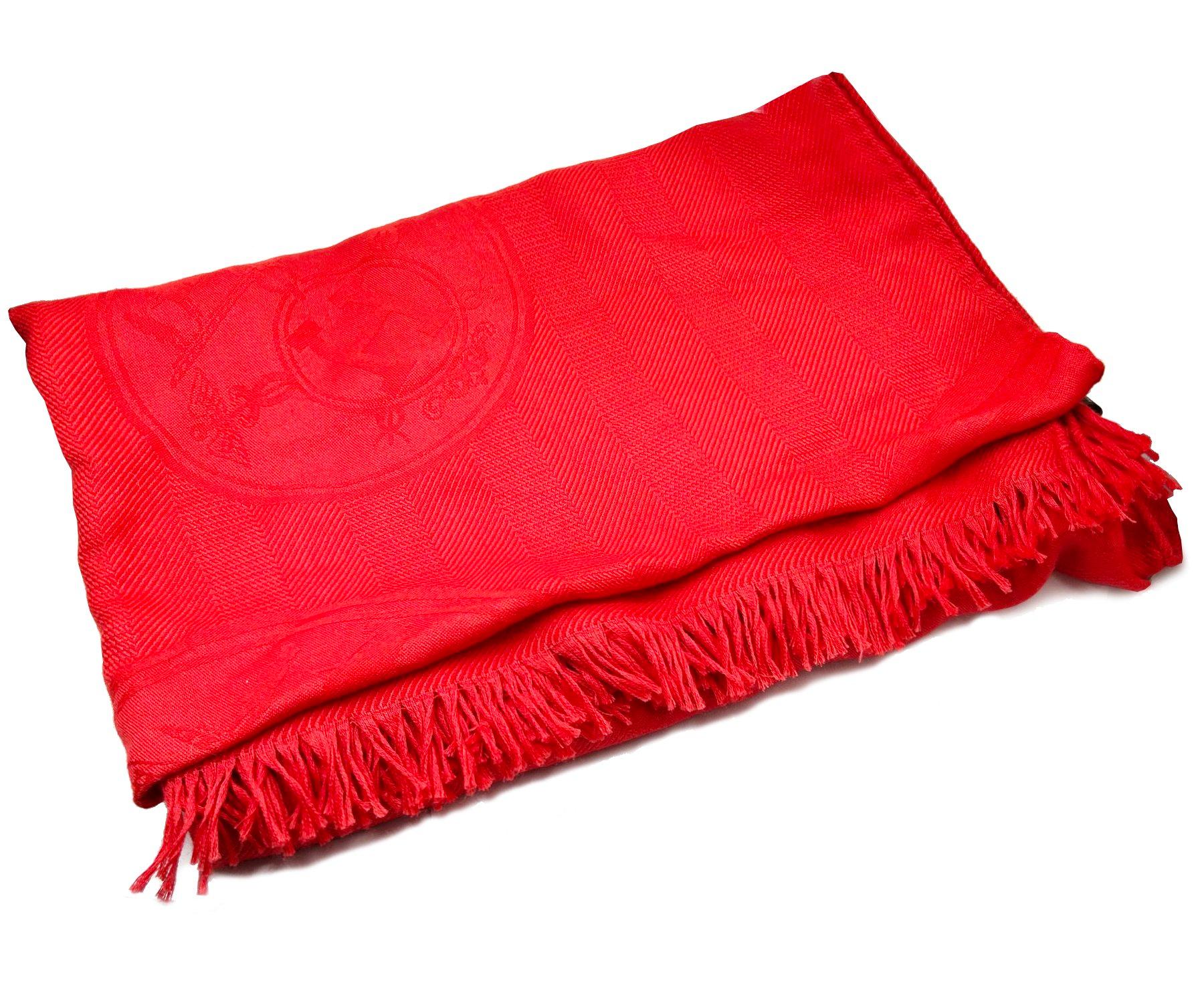 Hermes Red New Libris Jacquard Cashmere Silk Stole Shawl

* Made in France
* 85% Cashmere and 15% Silk
* Comes with the original box

-It's approximately 85