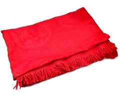 Hermes Red New Libris Jacquard Cashmere Silk Stole Shawl