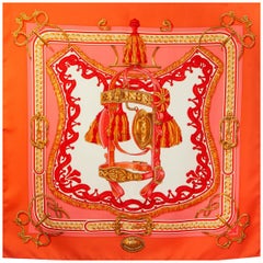 Hermes red orange BRIDE DE COUR 90 silk Scarf