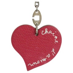 Hermès Red Orange  Chevre Leather Chaine D'Amour Heart Keychain Charm 1012h28