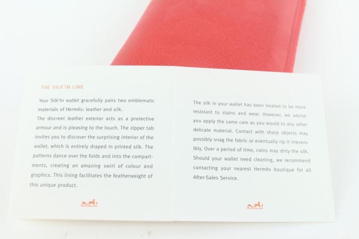 Hermès Red-Orange Coral Silk'In Long Zip Around Azap Wallet 857029 3