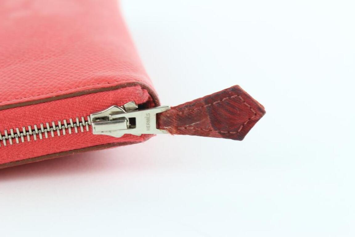 Hermès Red-Orange Coral Silk'In Long Zip Around Azap Wallet 857029 4
