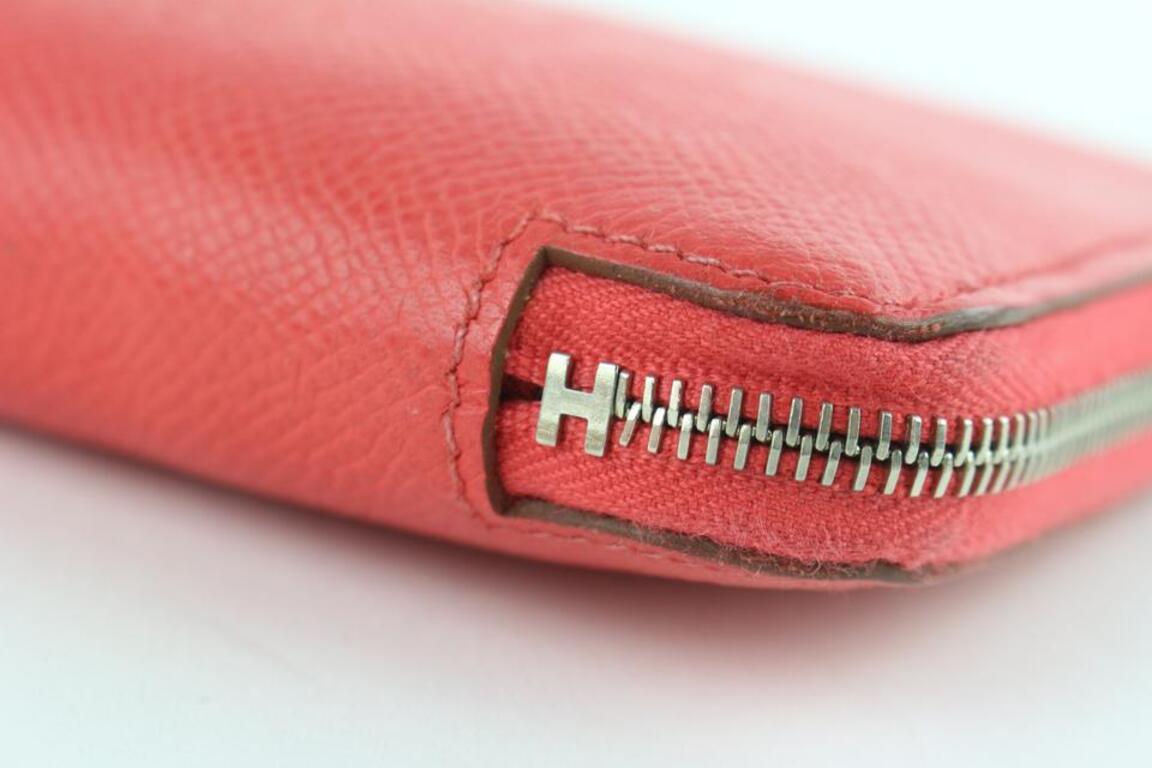 Hermès Red-Orange Coral Silk'In Long Zip Around Azap Wallet 857029 2