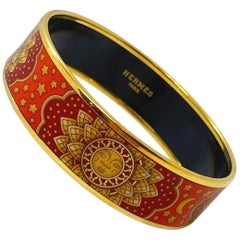 Hermès Red & Orange Enamel Soleil Bracelet Bangle 