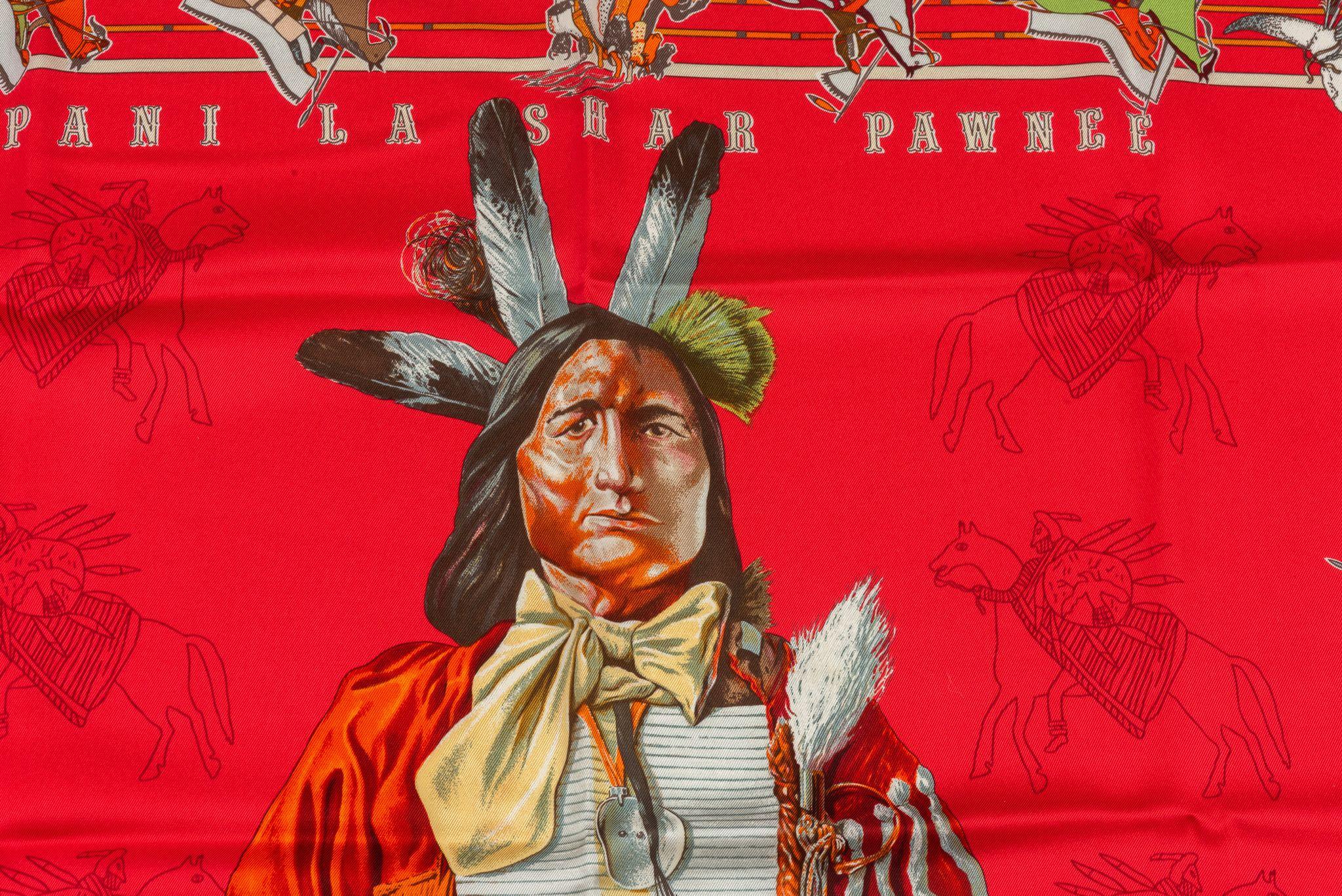 Hermes Red Pani La Shar Pawnee Scarf For Sale 1