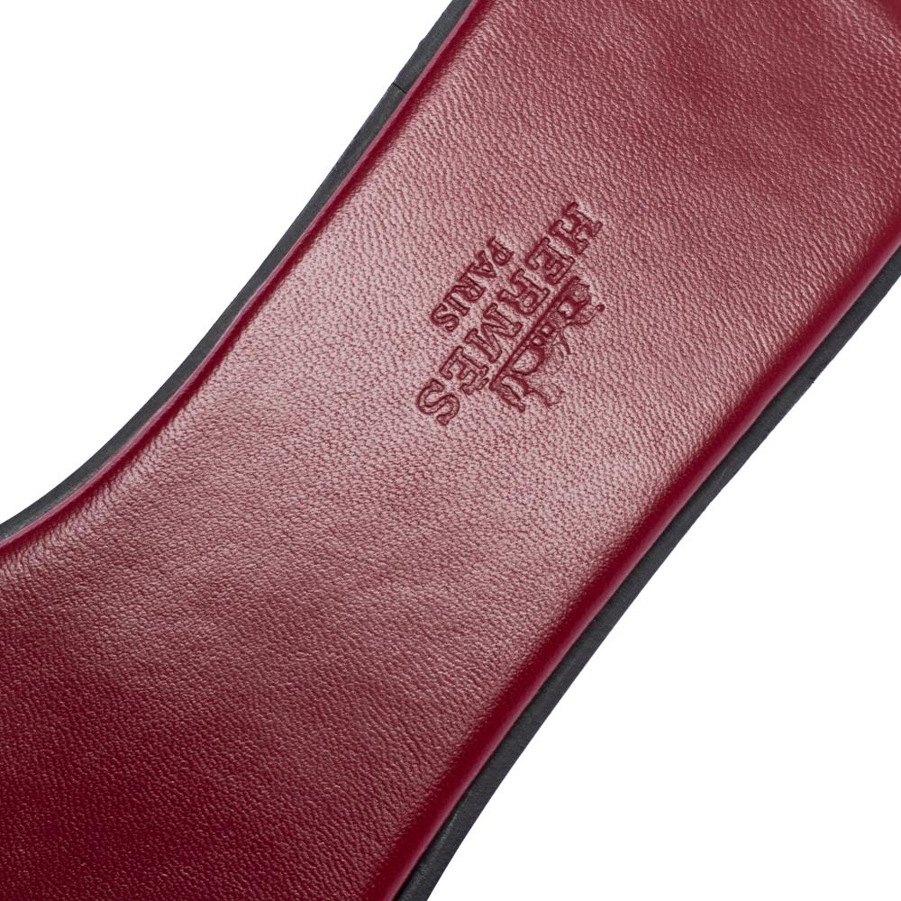 Hermes Red Patent Leather View Slide Sandals Size 37.5 1