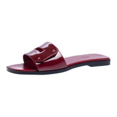 Hermes Rot Lackleder Ansicht Slide Sandalen Größe 37.5