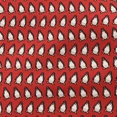 HERMES Red Penguin Print Silk Tie