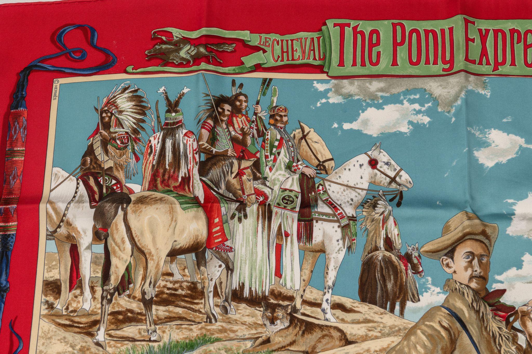 Écharpe Red Pony Express d'Hermès par Kermit Oliver Unisexe en vente
