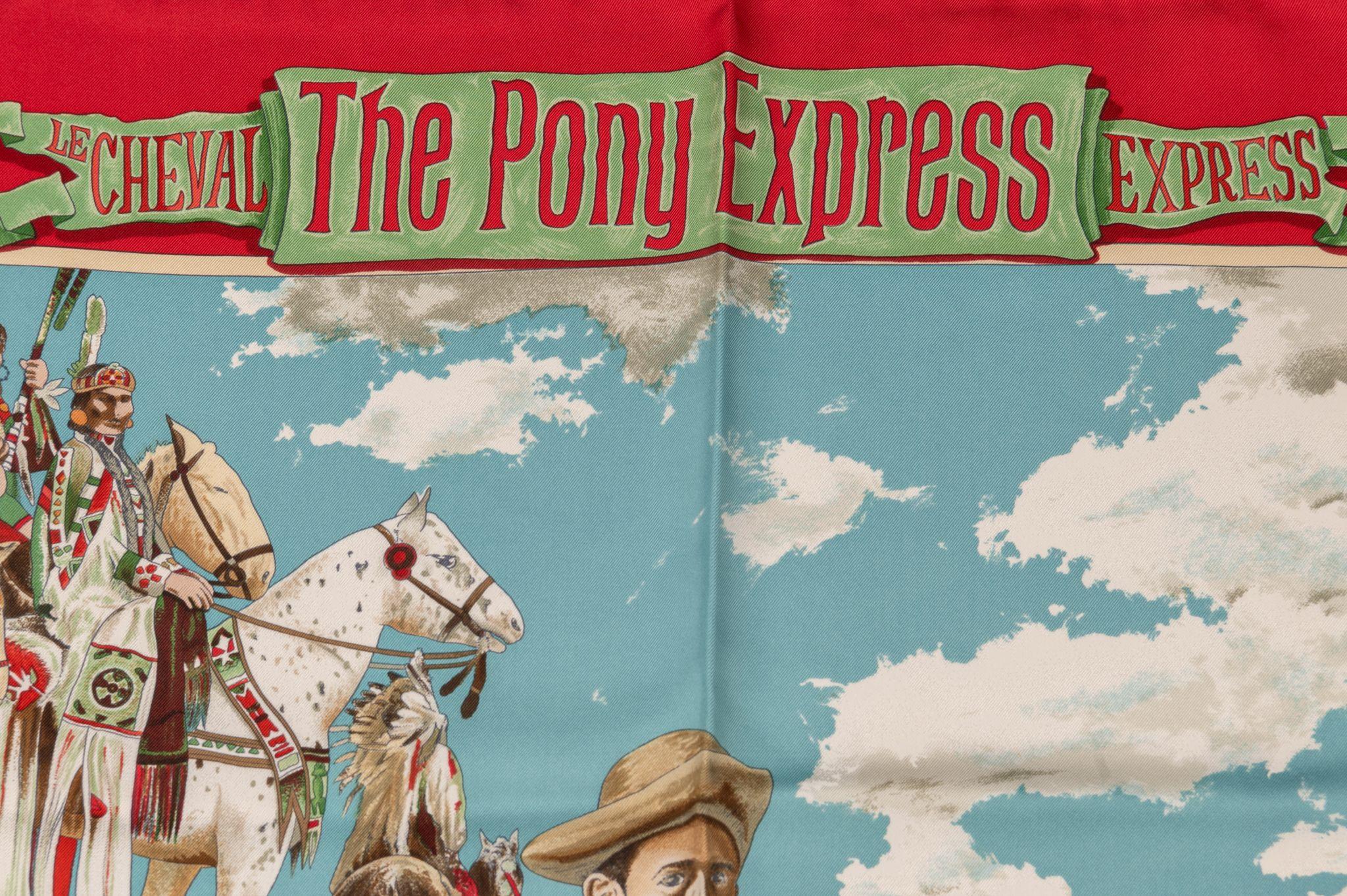 Hermès Red Pony Express Scarf by Oliver For Sale 1