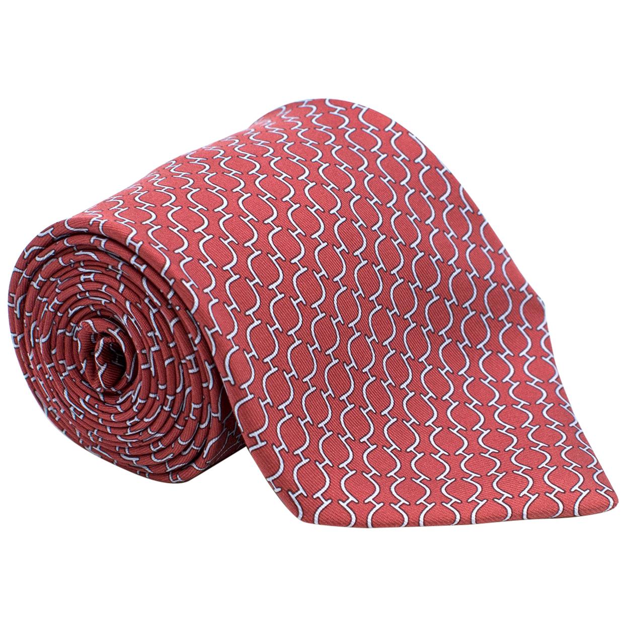 Hermes Red Printed Silk Tie at 1stDibs hermes red tie