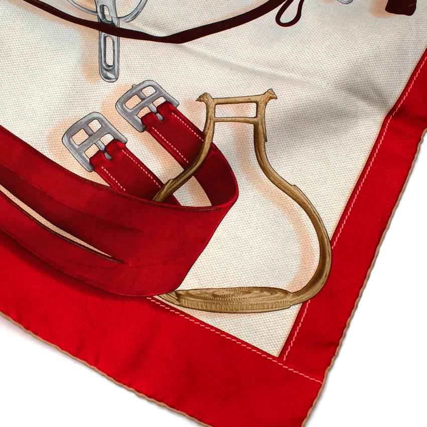 Women's Hermes Red Projets Carres Silk Scarf 90