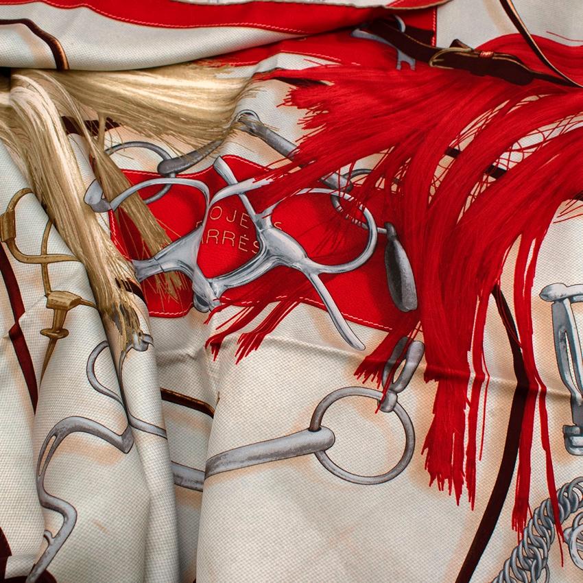 Hermes Red Projets Carres Silk Scarf 90 3