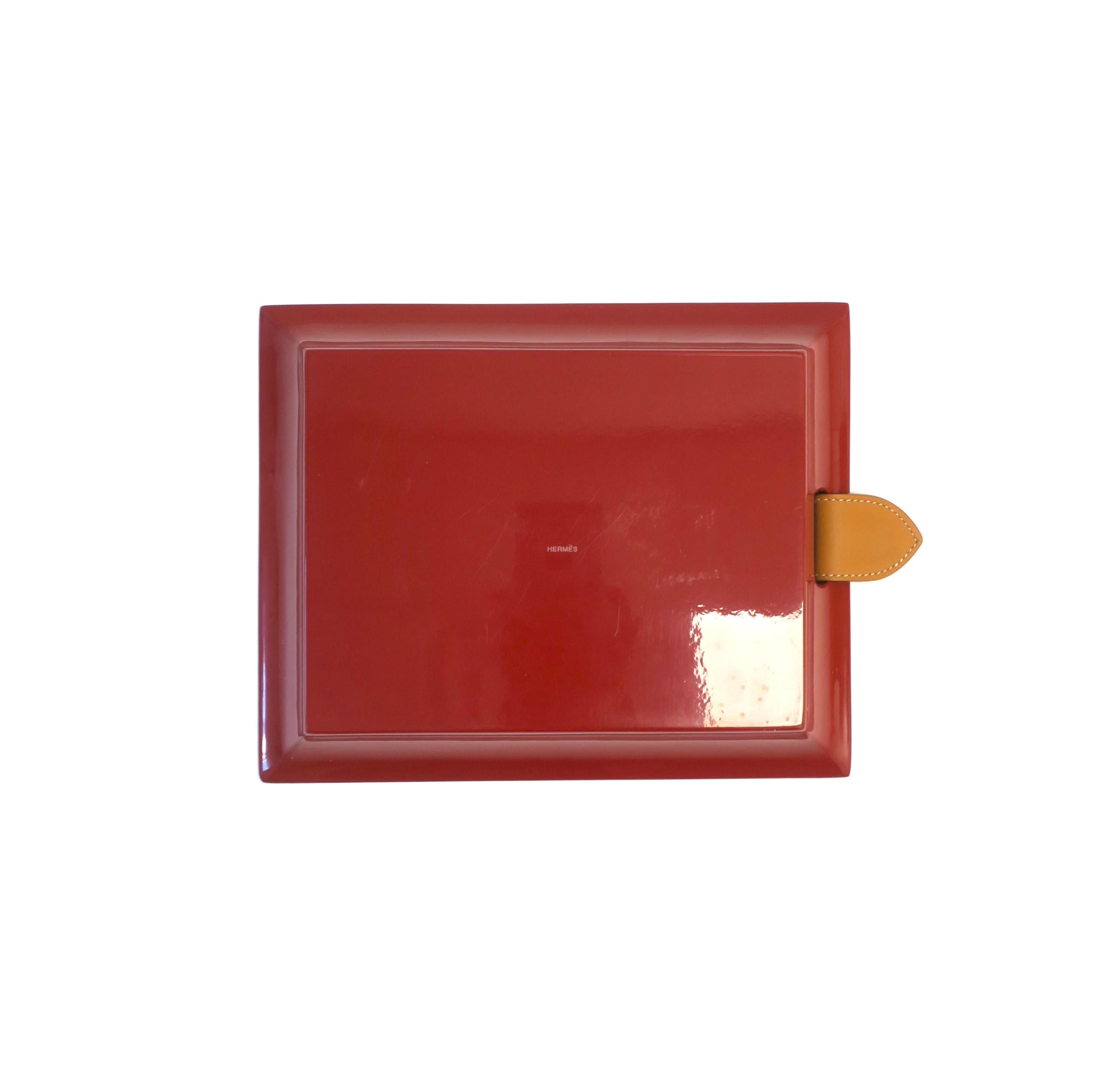 Hermès Red Rouge Burgundy Catchall Tablett mit Leder Detail 8