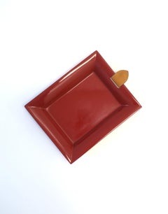 Hermès Red Rouge Burgundy Catchall Tray with Leather Detail