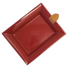 Hermès Red Rouge Burgundy Catchall Tray with Leather Detail