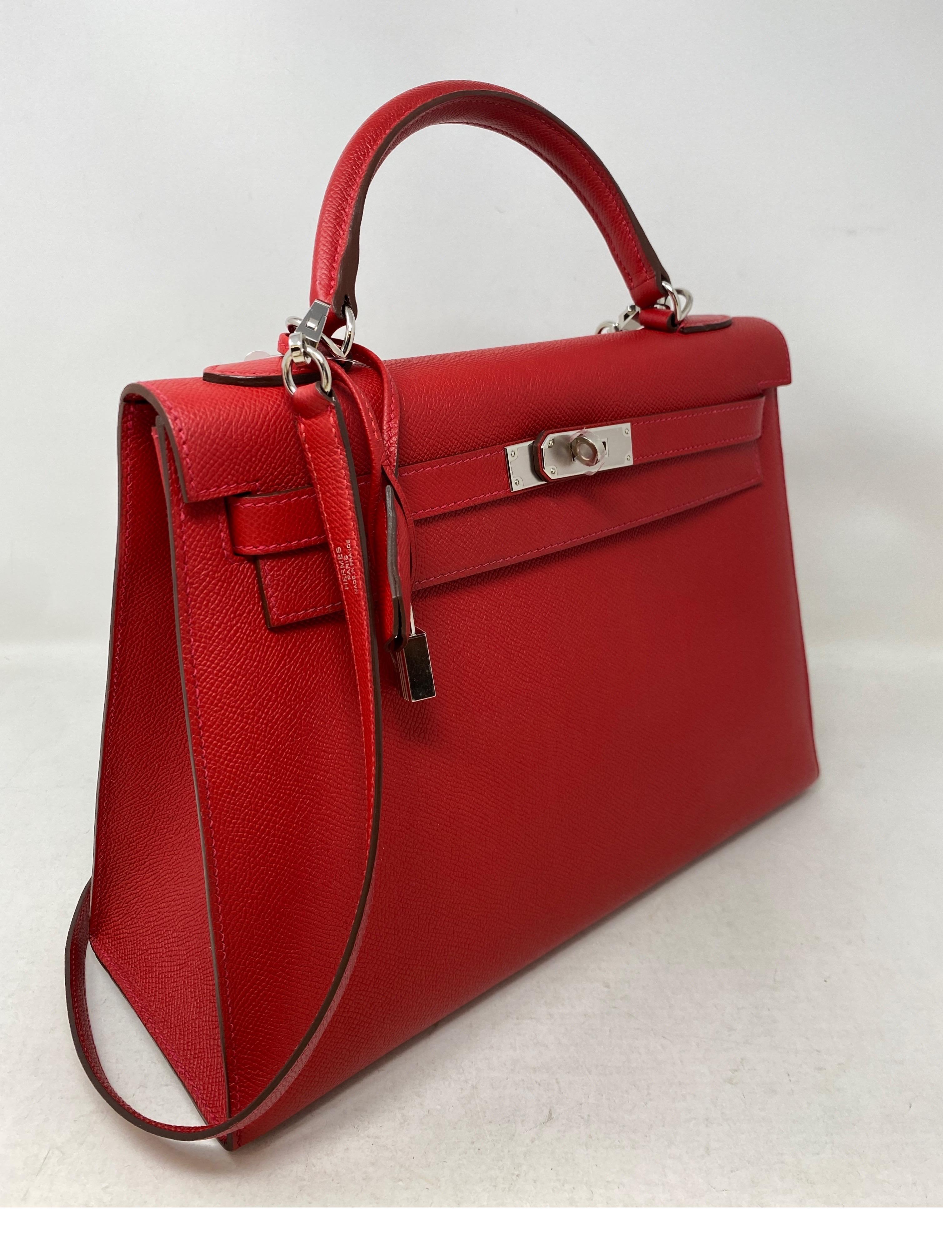 Women's or Men's Hermes Red Rouge Casaque Kelly Bag 