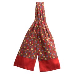 Hermes Red Silk Ascot Scarf