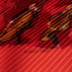 HERMES red silk CONCERTO 90 PLISSE Scarf