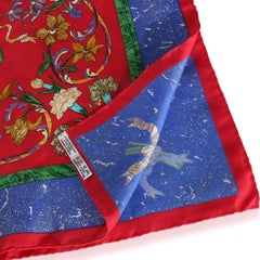 Hermès Red Silk Pierres d'Orient et d'Occident Scarf 90