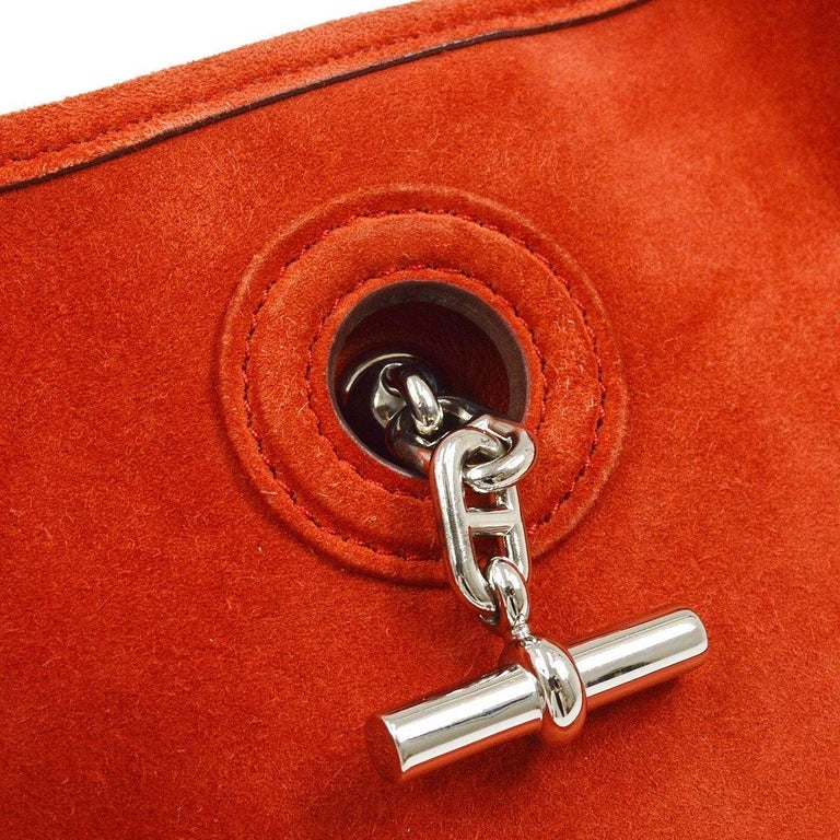 HERMES Red Suede Vespa Palladium Hardware Small Crossbody Shoulder Bag For  Sale at 1stDibs