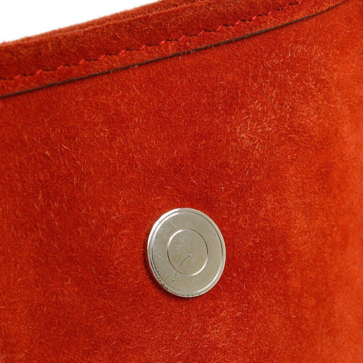 HERMES Red Suede Vespa Palladium Hardware Small Crossbody Shoulder Bag In Good Condition In Chicago, IL