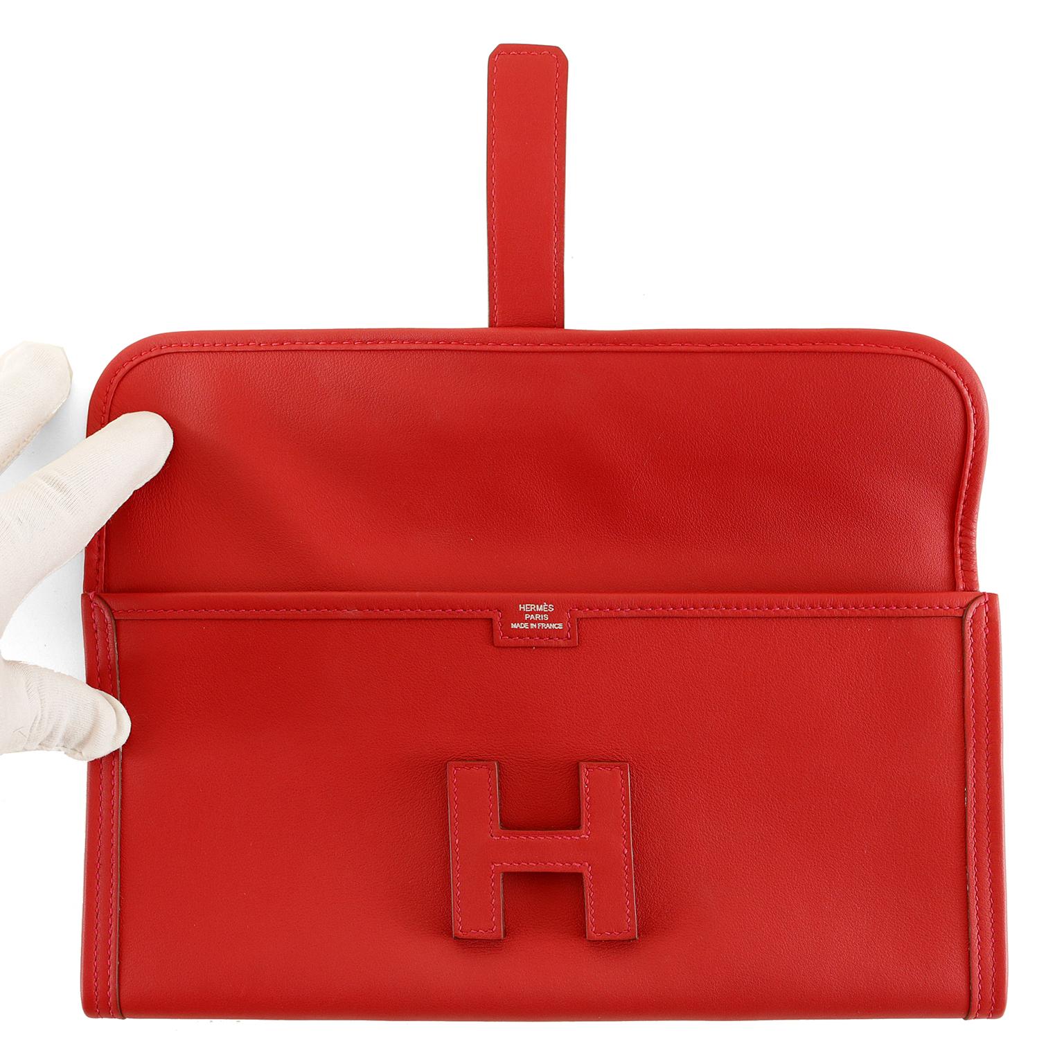 Hermès Rouge Swift Jige Elan 29 Clutch In New Condition In Palm Beach, FL