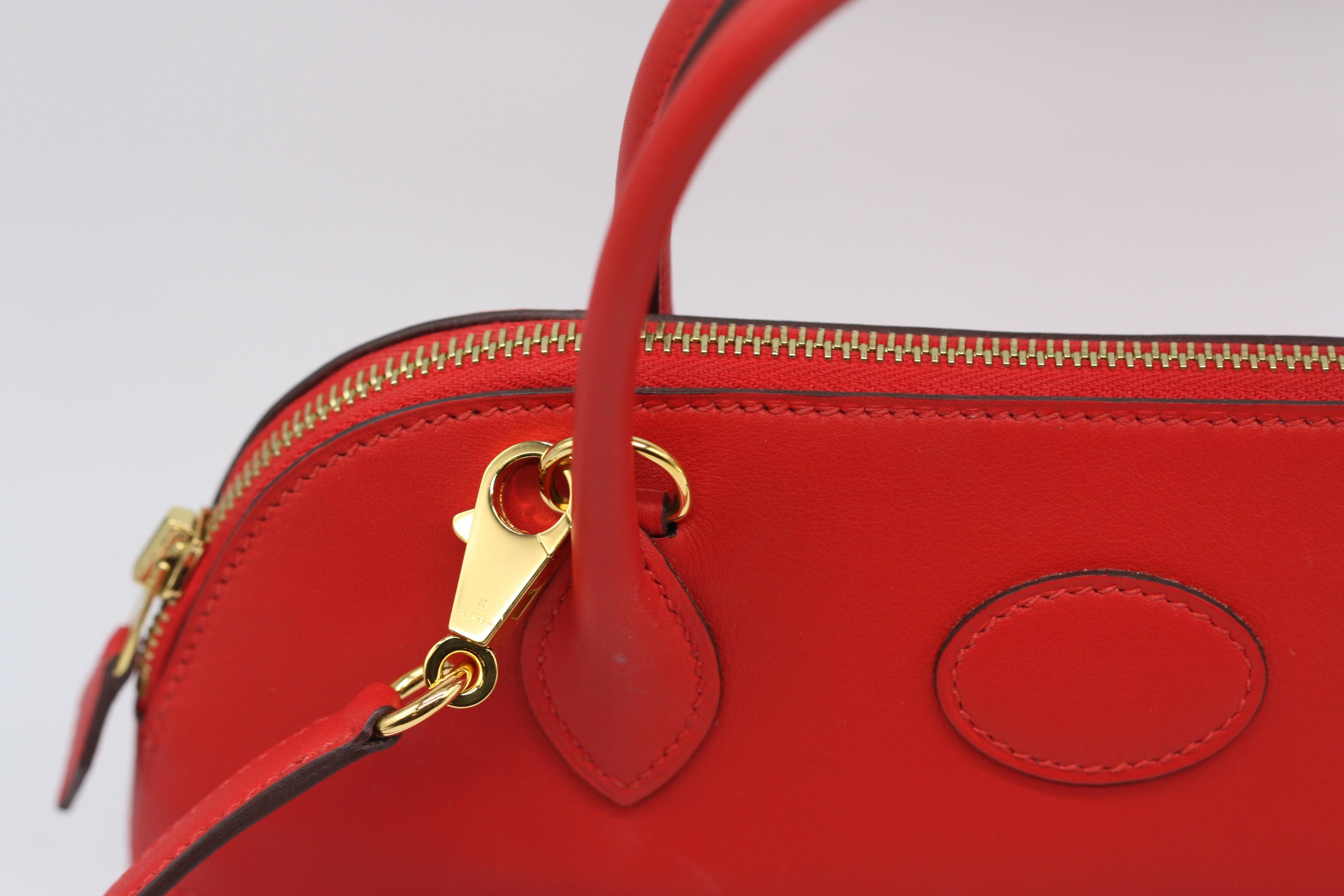Hermes Red Swift Leather Bolide 27 For Sale 3