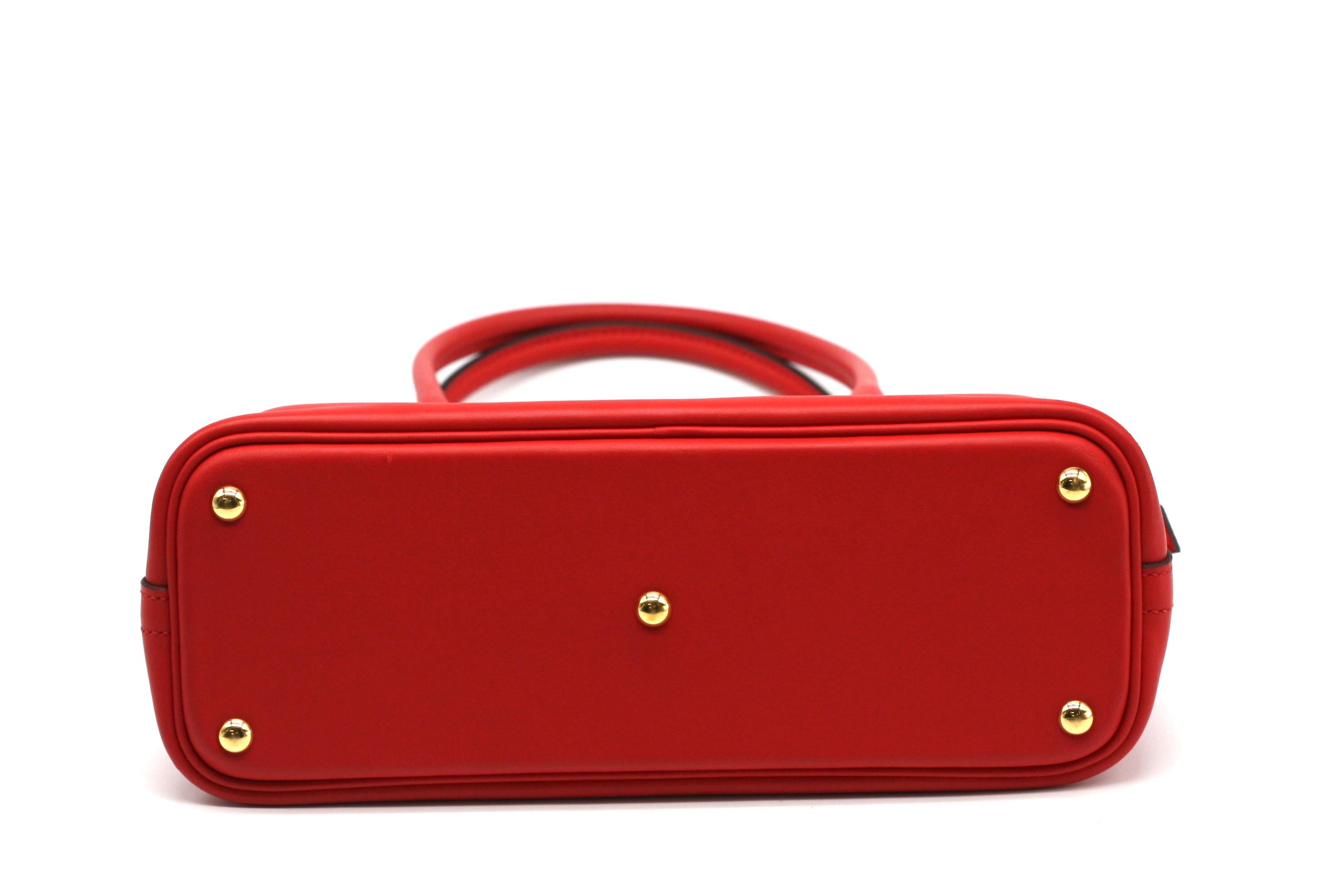 Hermes Red Swift Leather Bolide 27 For Sale 4