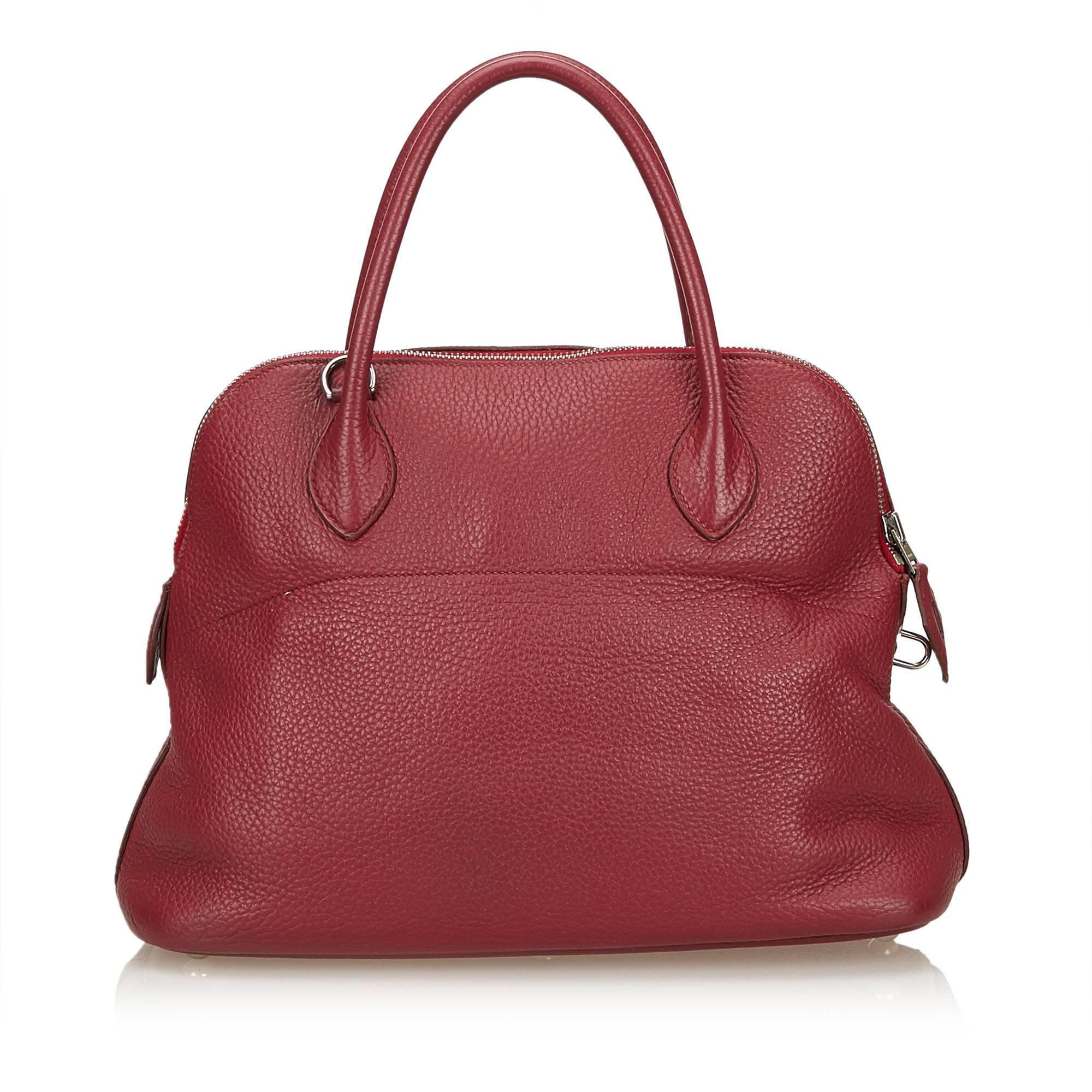 Brown Hermes Red Taurillon Bolide 31 Bag For Sale