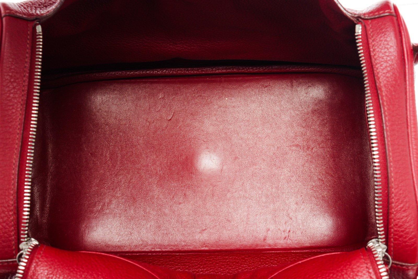 Hermes Red Taurillon Clemence Leather Lindy 34 Shoulder Bag 1