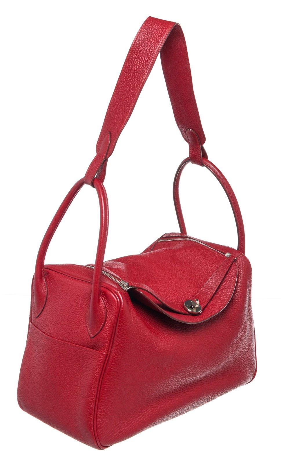 Hermes Red Taurillon Clemence Leather Lindy 34 Shoulder Bag 4