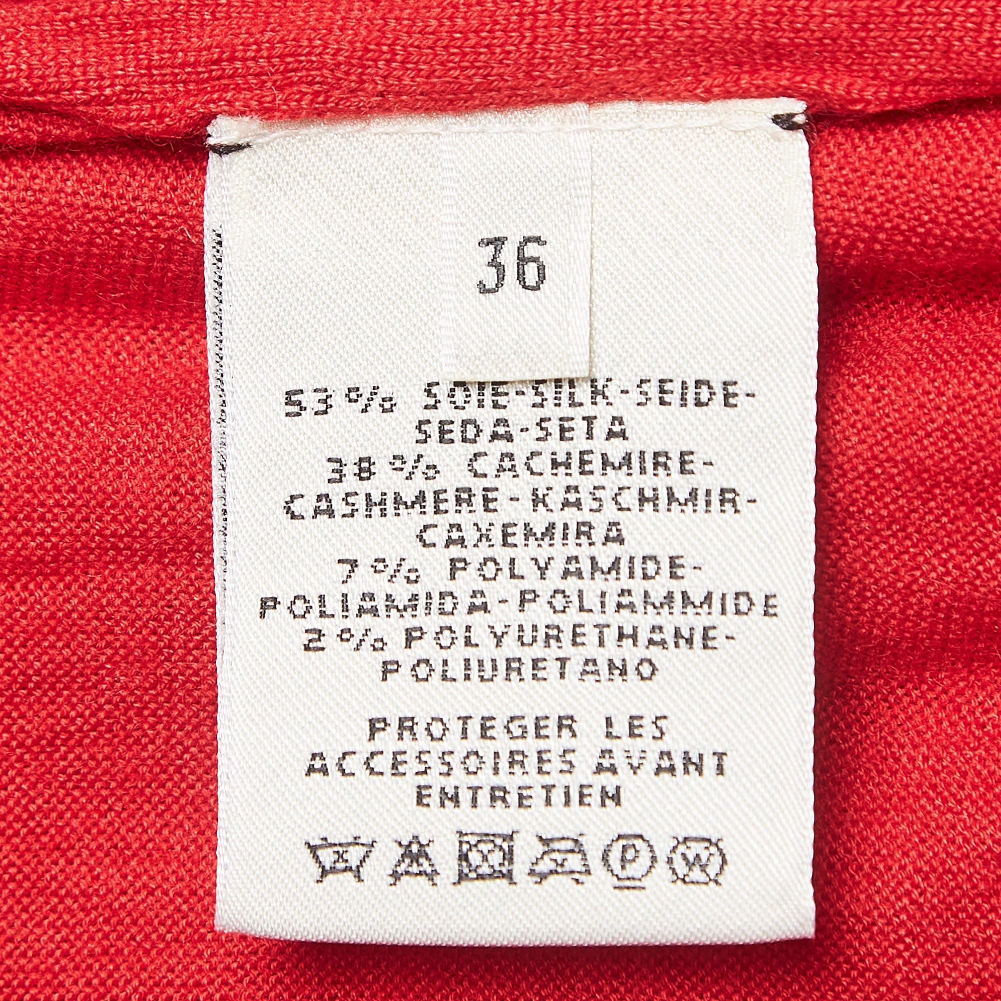  Hermès Red Textured Knit Chaines d' Ancre Zipper Top S In Excellent Condition For Sale In Dubai, Al Qouz 2