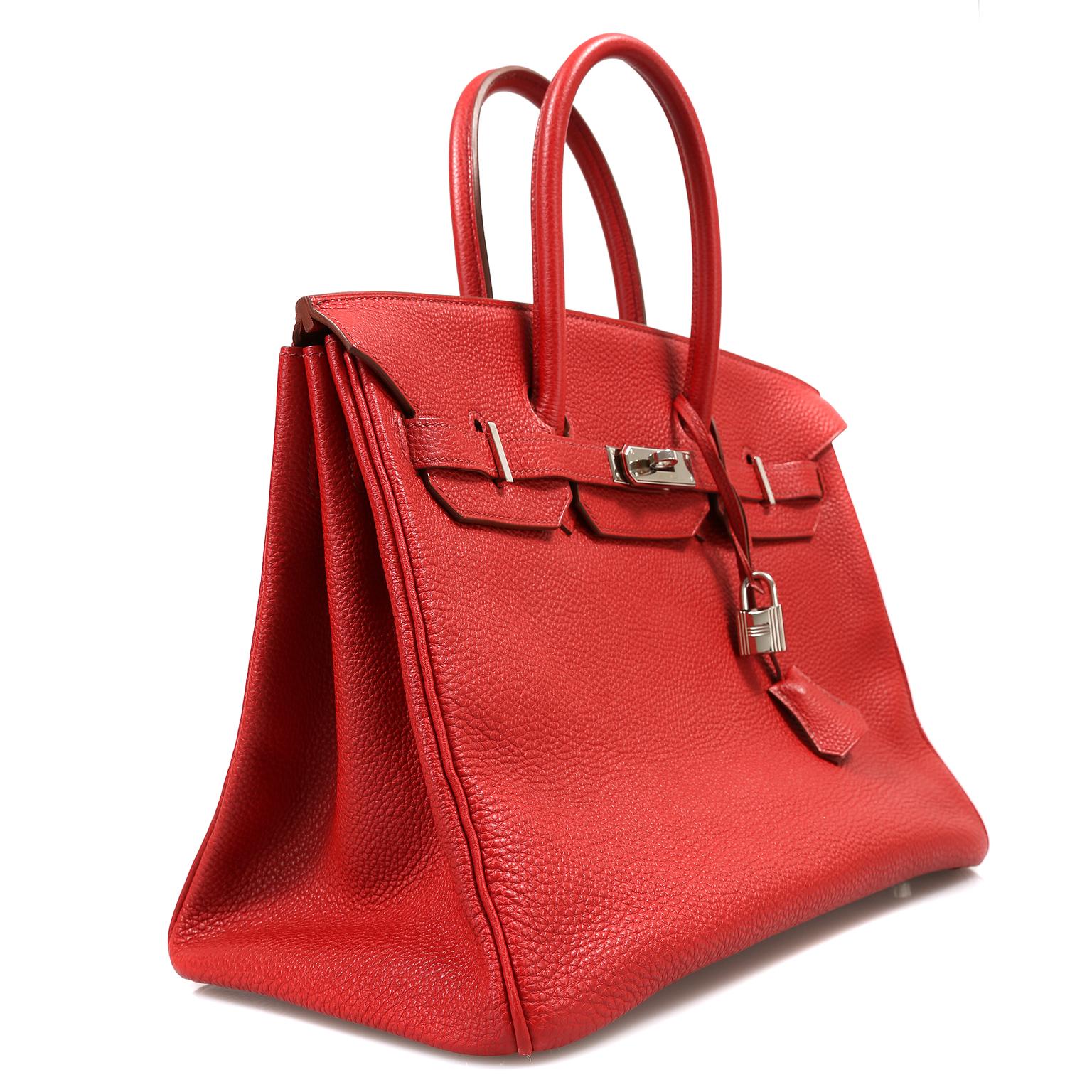 Rosso Borsa Birkin Hermès Togo rossa da 35 cm