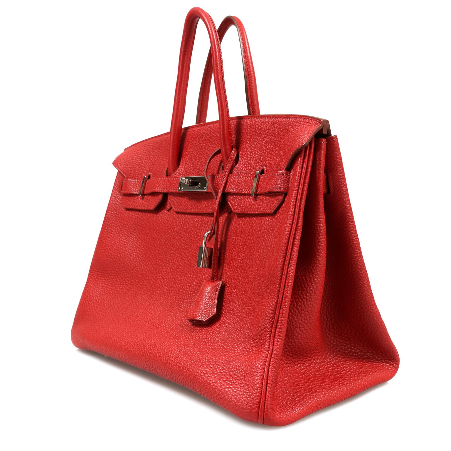Hermès Red Togo 35 cm Birkin Bag In Excellent Condition In Palm Beach, FL