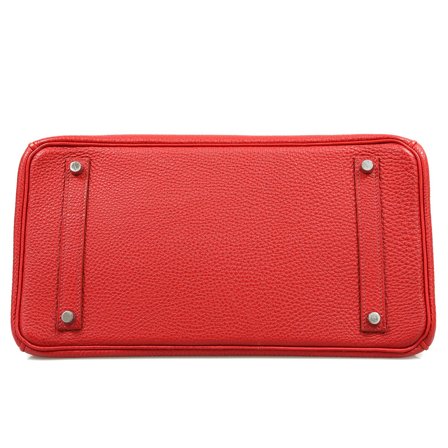 Donna Borsa Birkin Hermès Togo rossa da 35 cm