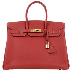 Hermès Red Togo 35 cm Birkin Bag with Gold HW