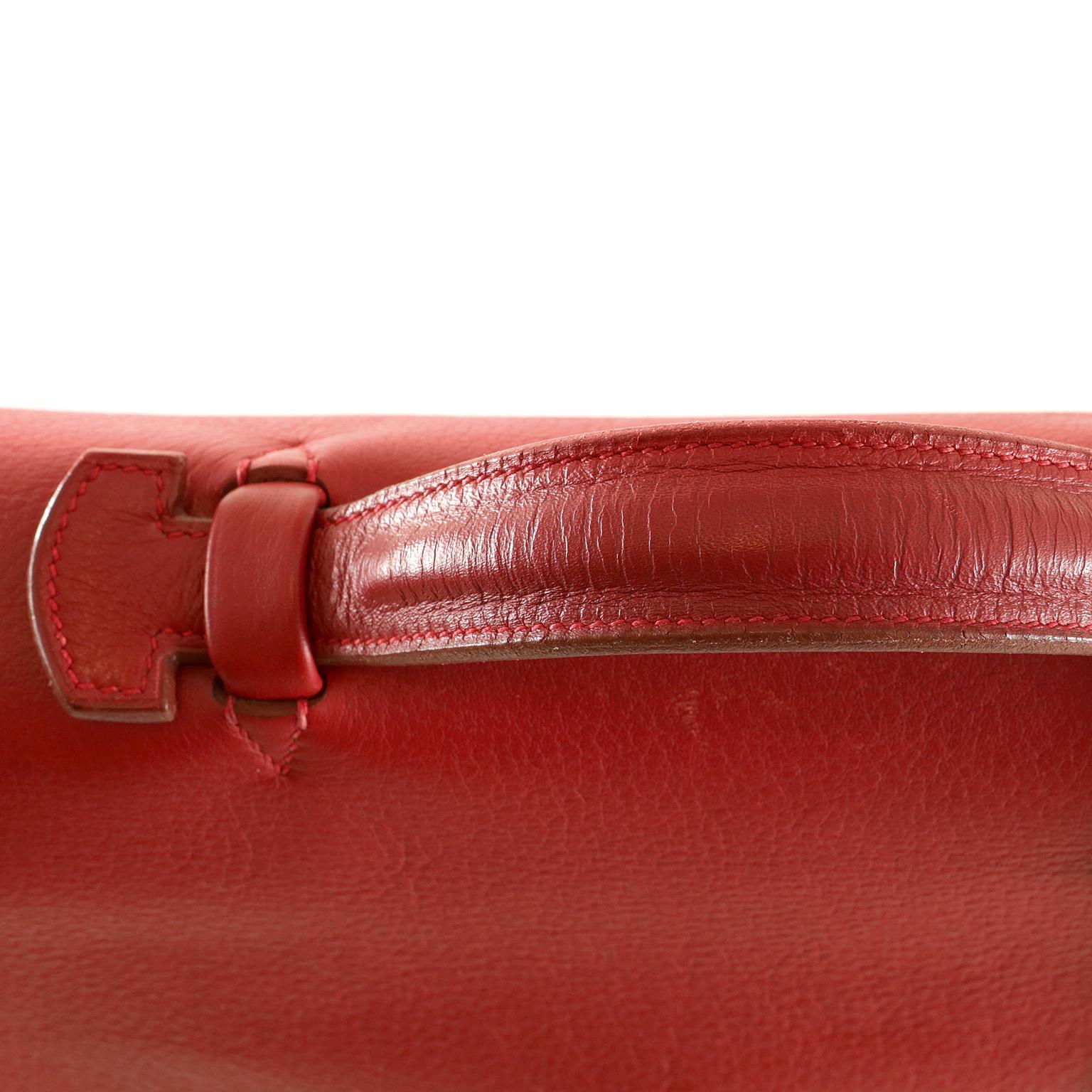 Hermès Red Togo Leather Briefcase For Sale at 1stDibs