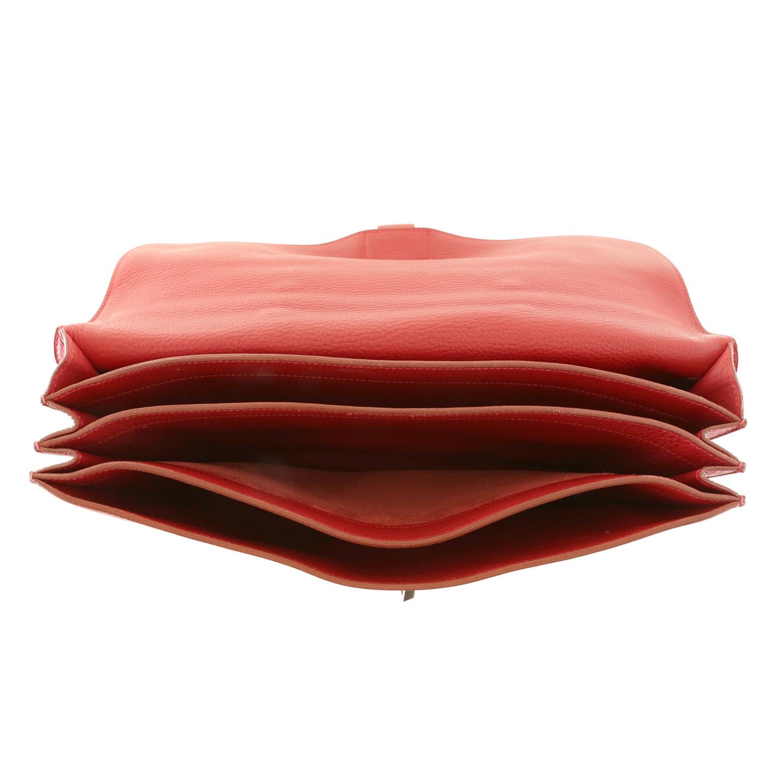 Hermès Red Togo Leather Briefcase  4