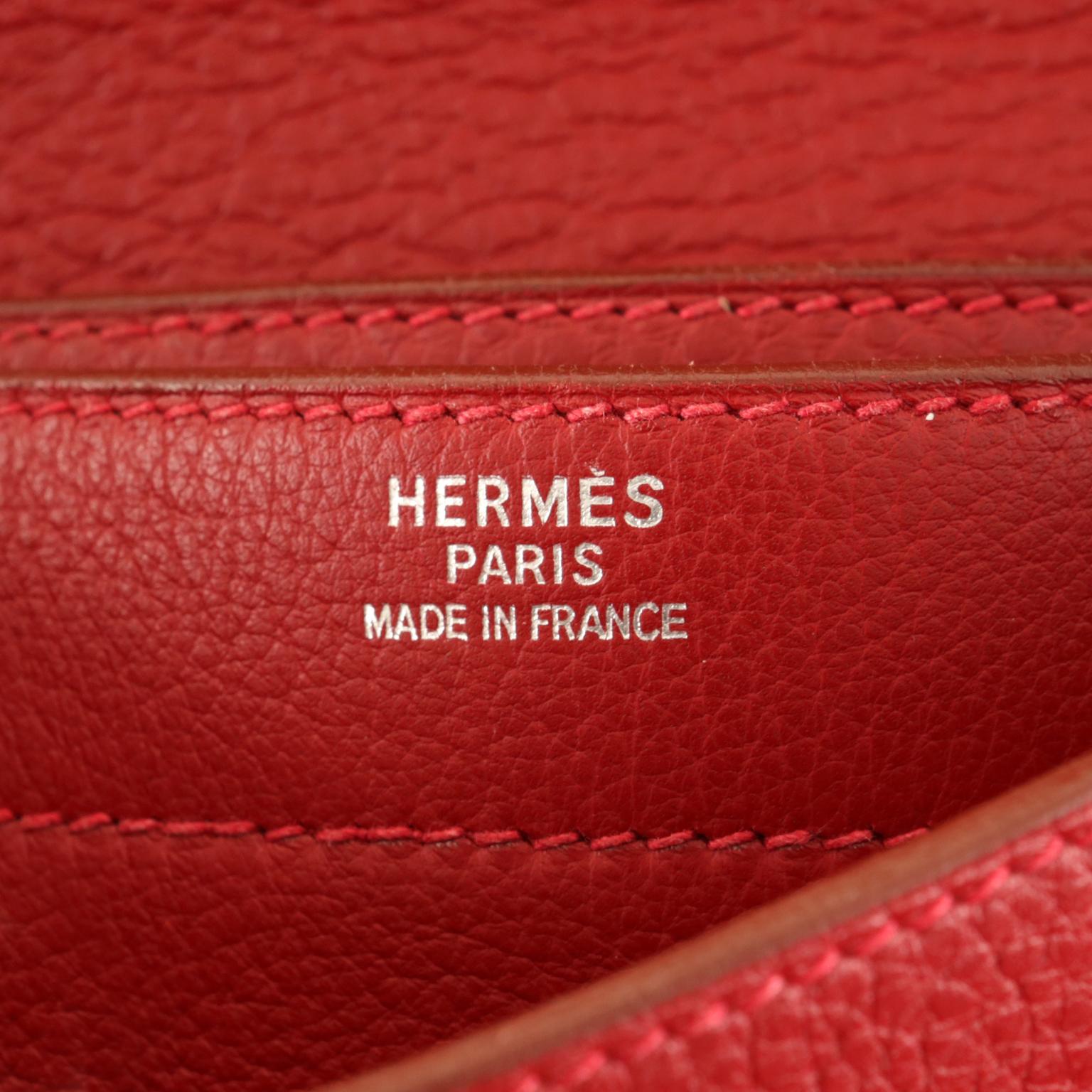 Hermès Cartella in pelle rossa Togo 9