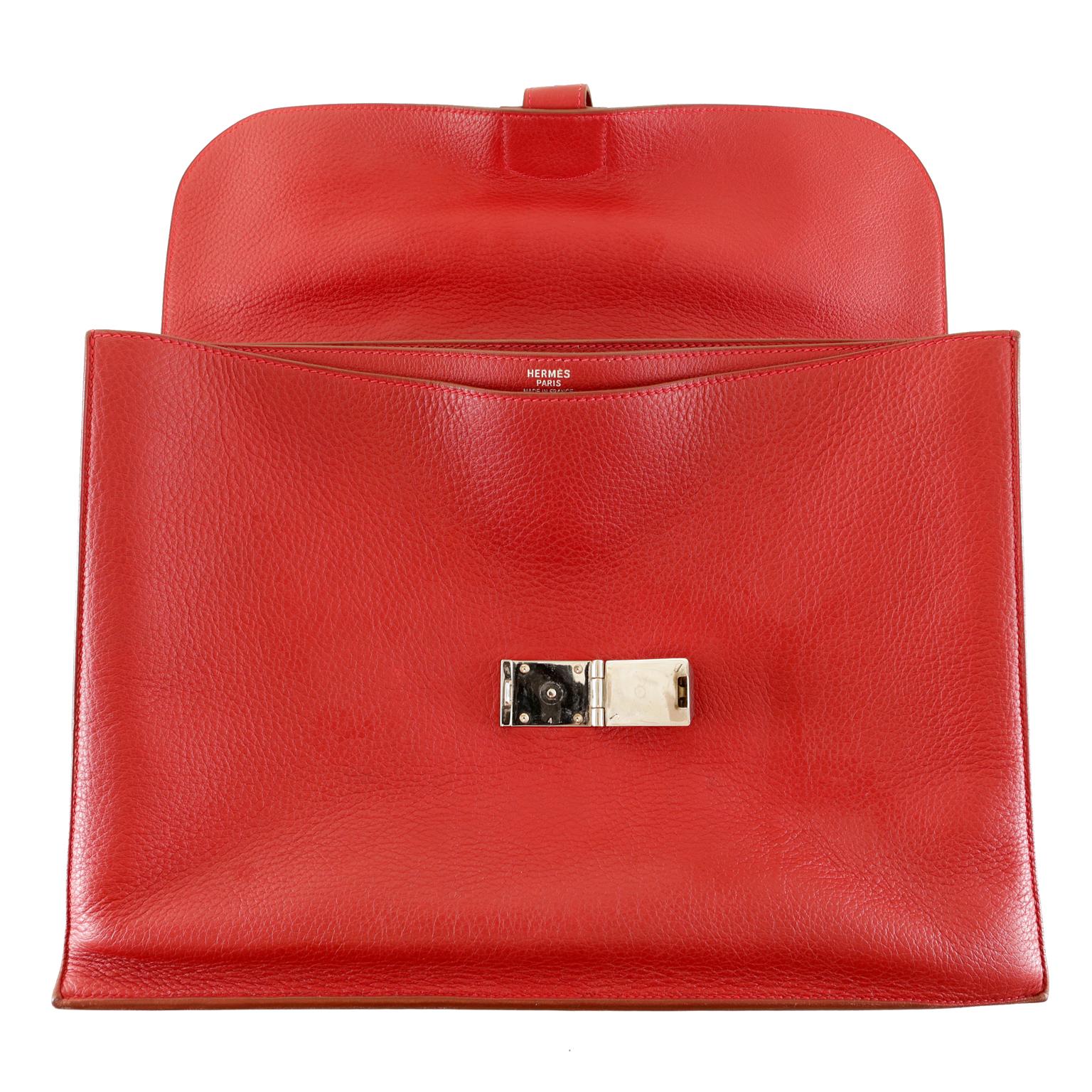 Hermès Red Togo Leather Briefcase  1