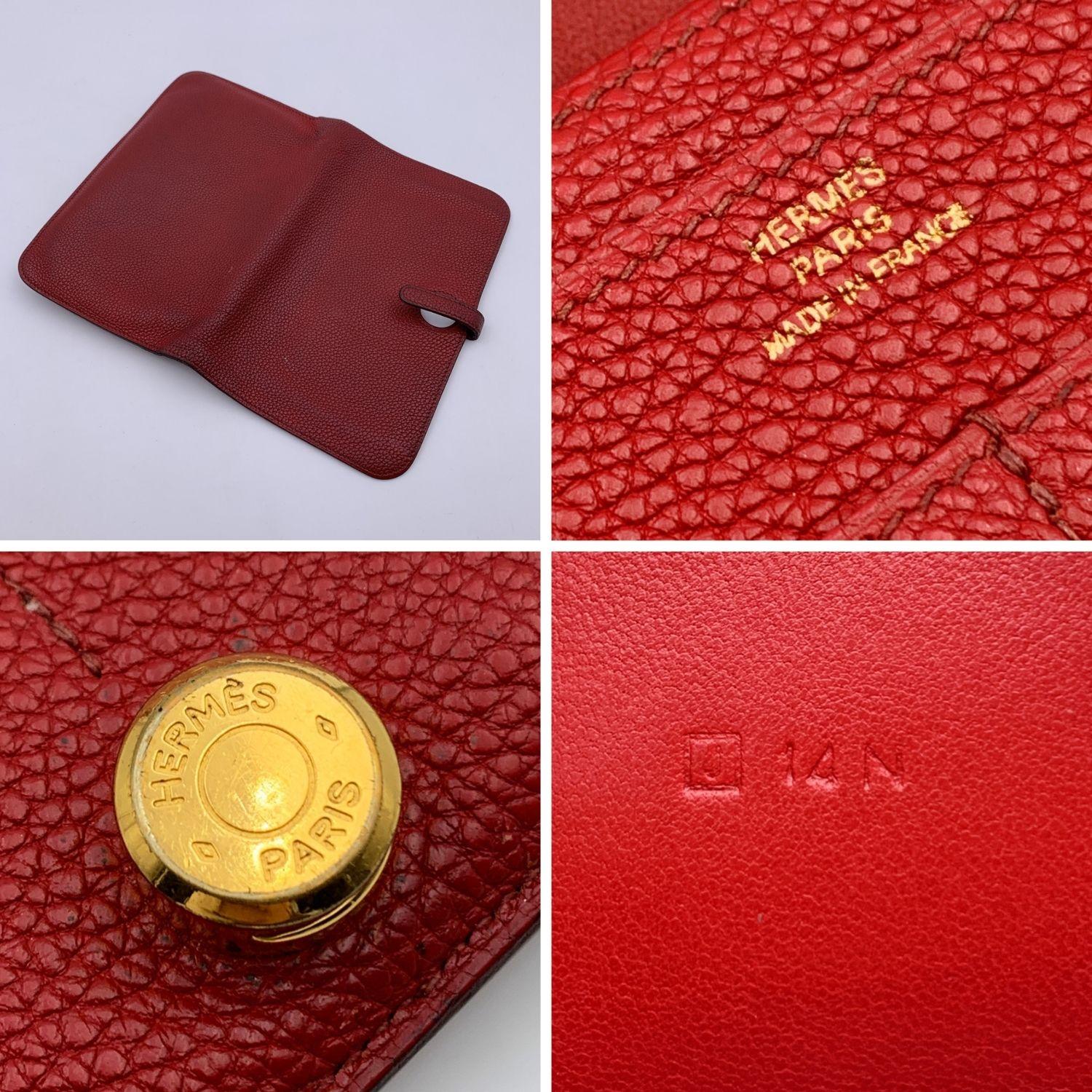 Hermes Red Togo Leather Dogon Duo Bifold Wallet Clou de Selle 3