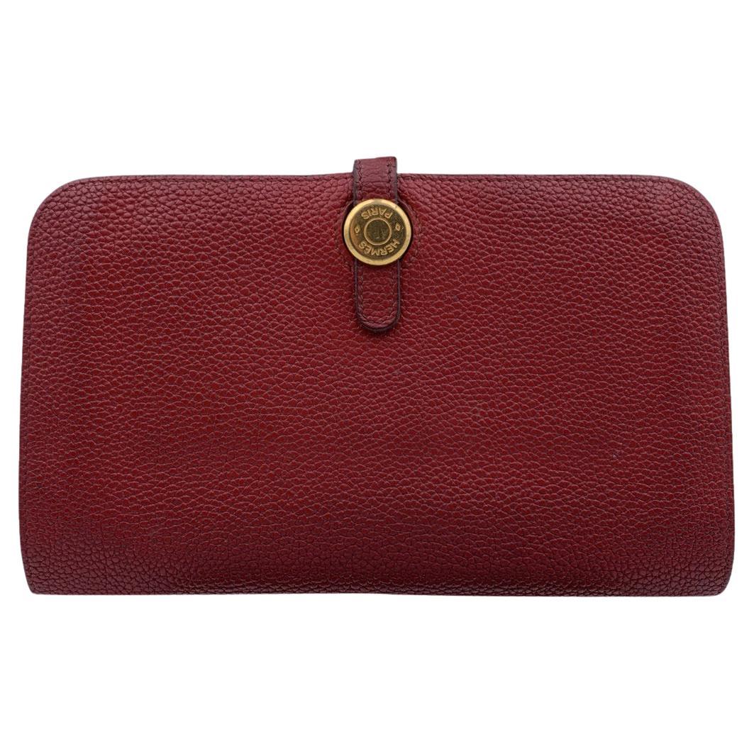 Hermes Red Togo Leather Dogon Duo Bifold Wallet Clou de Selle