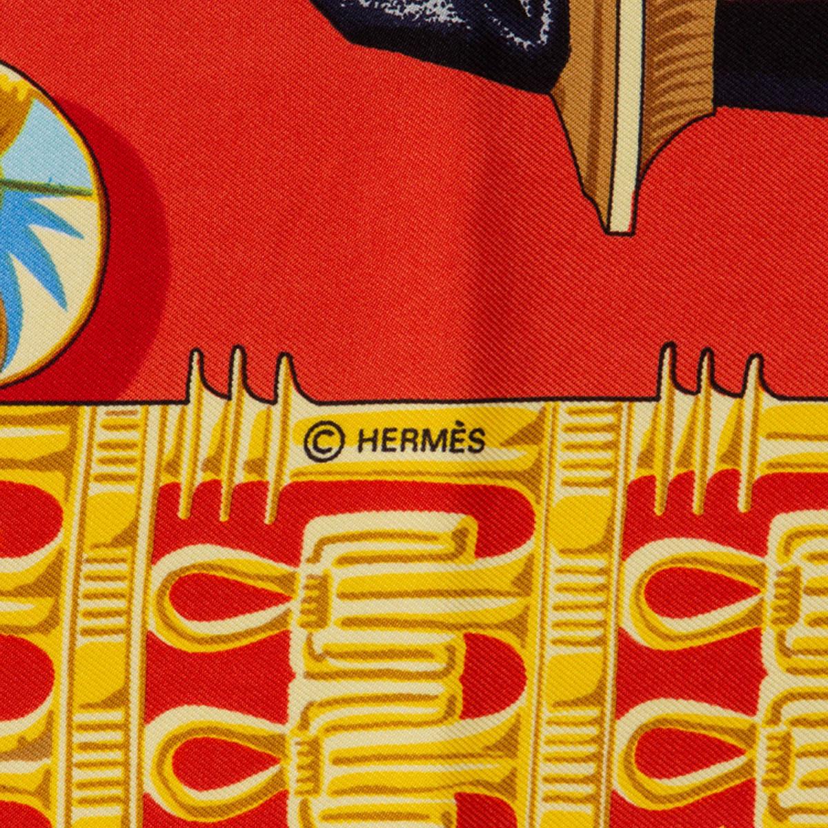 Women's or Men's Hermes red TUTANKHAMUN 90 Scarf silk