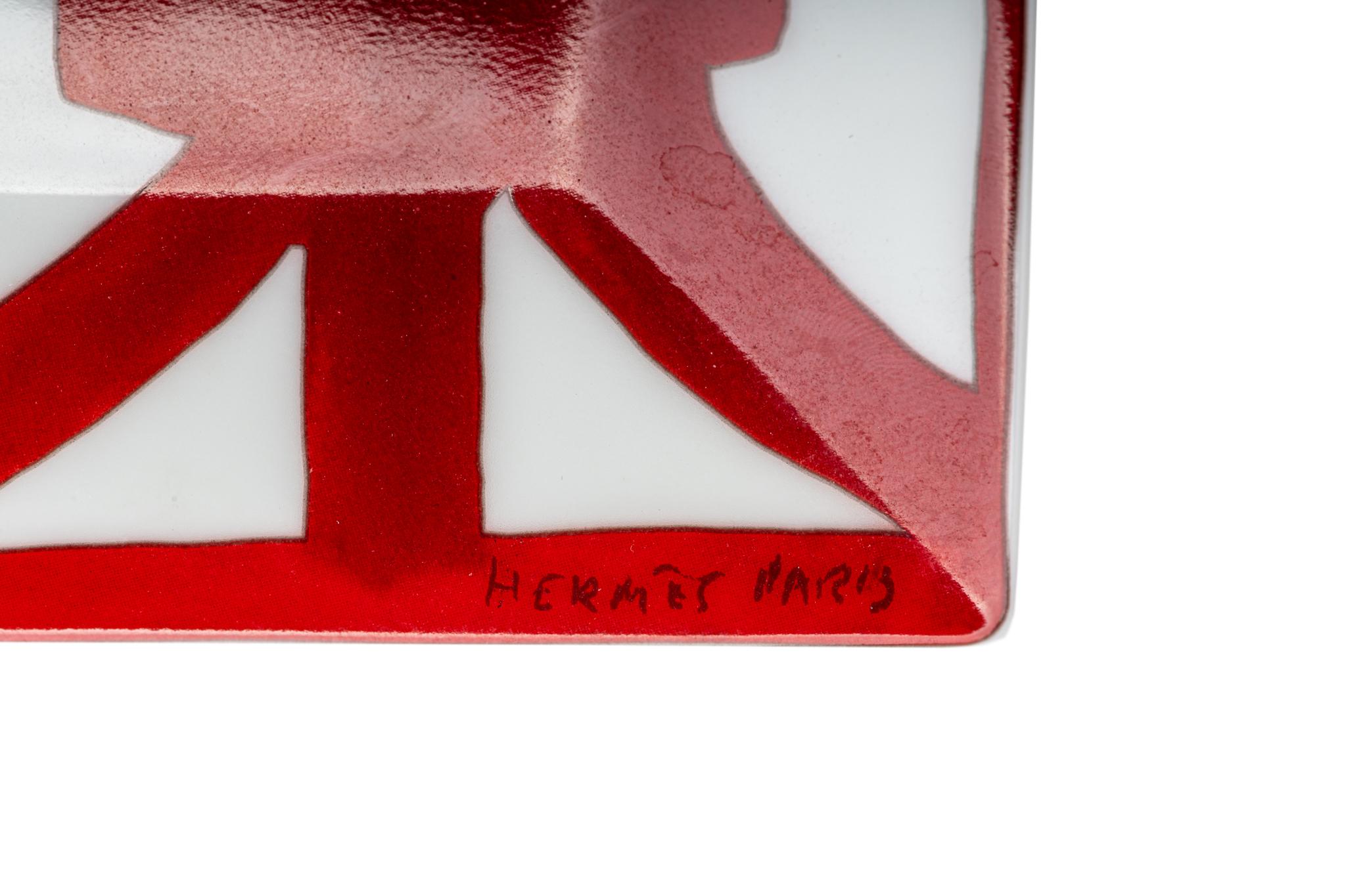 Women's or Men's Hermes Red & White Square Plate
